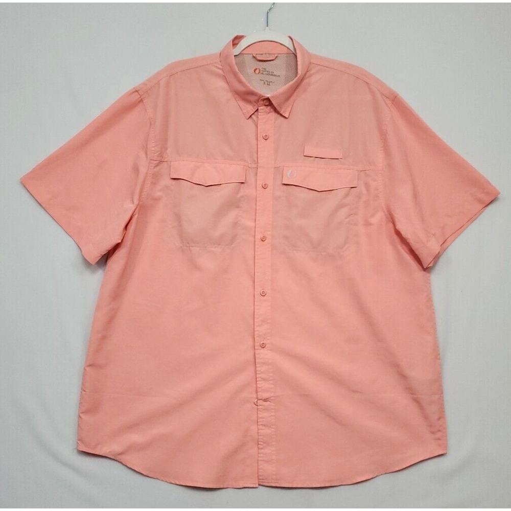 The American Outdoorsman Vented Shirt Button Front Men‎ XXL Short Sleeve Peach